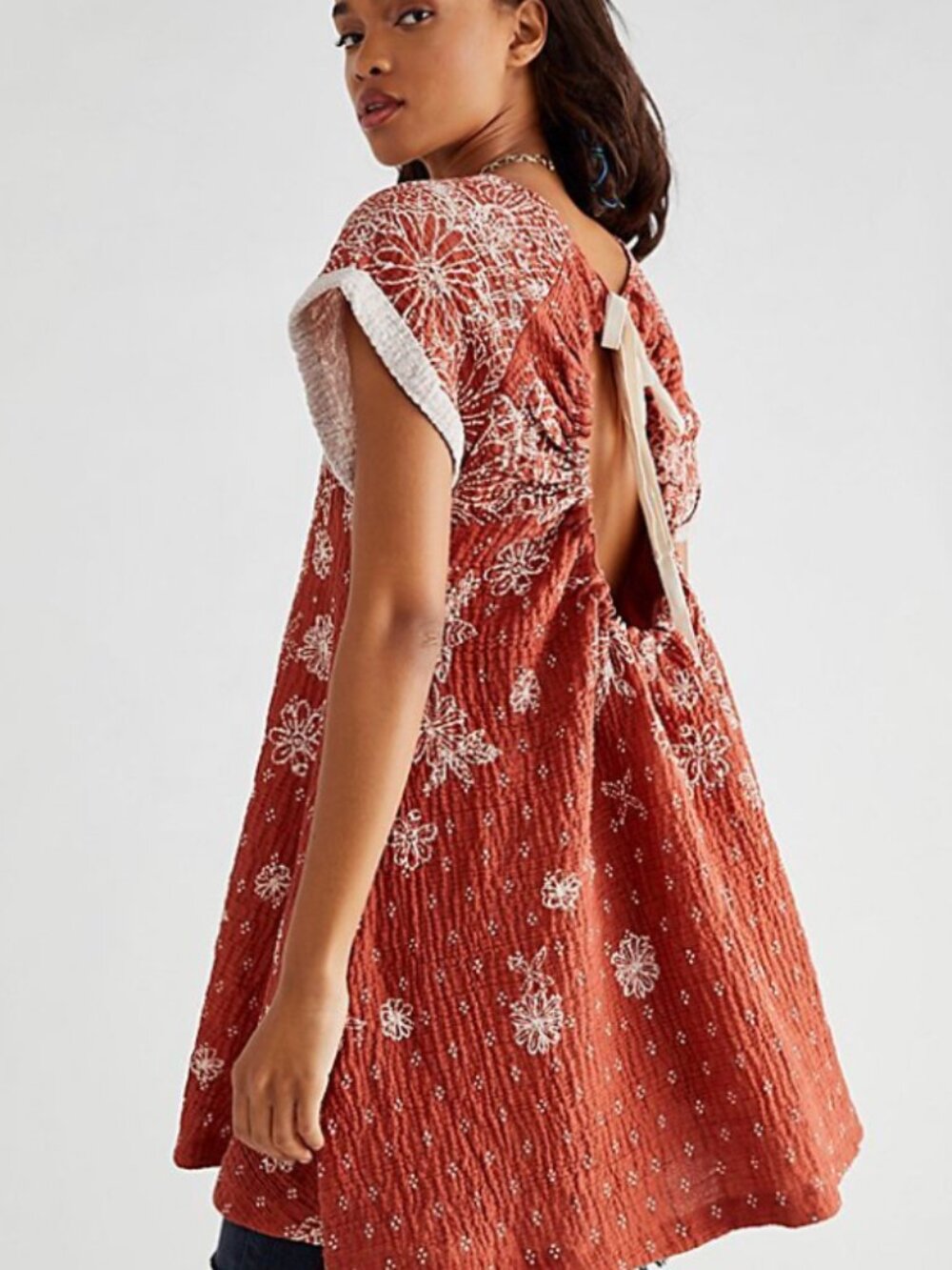 Free People Coral Pinwheel Minidress